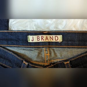 EUC J Brand 910 ink straight leg low rise dark wash with contrast stitching